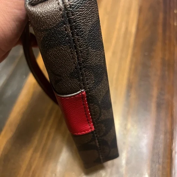 Coach Brown and Red Women's Wristlet with Long Strap NWT - Picture 9 of 10